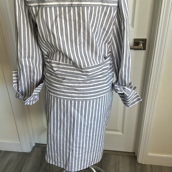 TIBI Liam Stripe V-Neck Shirt with Tie Sz 8 $395 - Picture 6 of 14